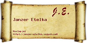 Janzer Etelka névjegykártya